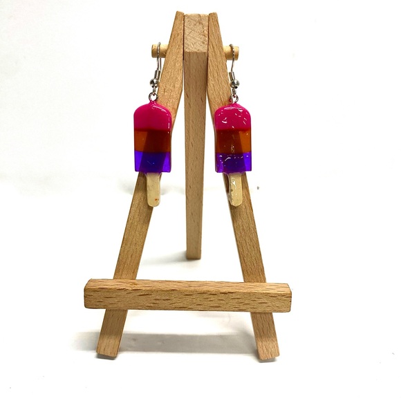 HANDMADE Popsicle Resin Art Dangle Earrings - Picture 7 of 10